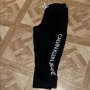Calvin Klein Kids Black Joggers with White Side Logo